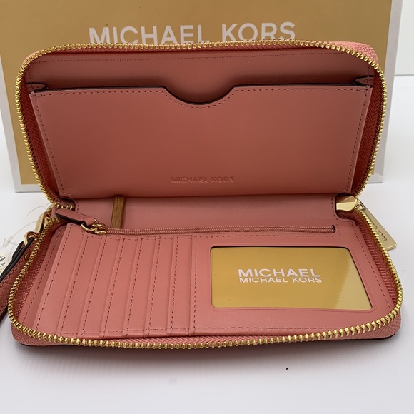 MICHAEL KORS LARGE FLAT MULTIFUNCTIONAL PHONE CASE SUNSET ROSE COLOR - Picture 7 of 14